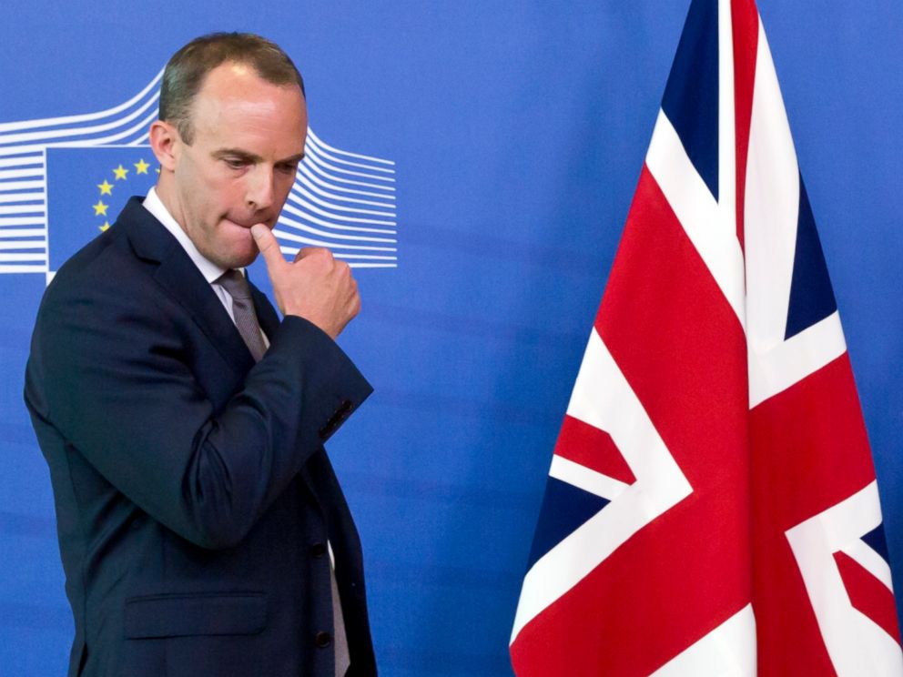 PHOTO: In this Friday, Aug. 31, 2018 file photo Britains Secretary of State for Exiting the European Union Dominic Raab waits at EU headquarters in Brussels. Brexit secretary Dominic Raab resigned his position on Thursday, Nov. 15, 2018.