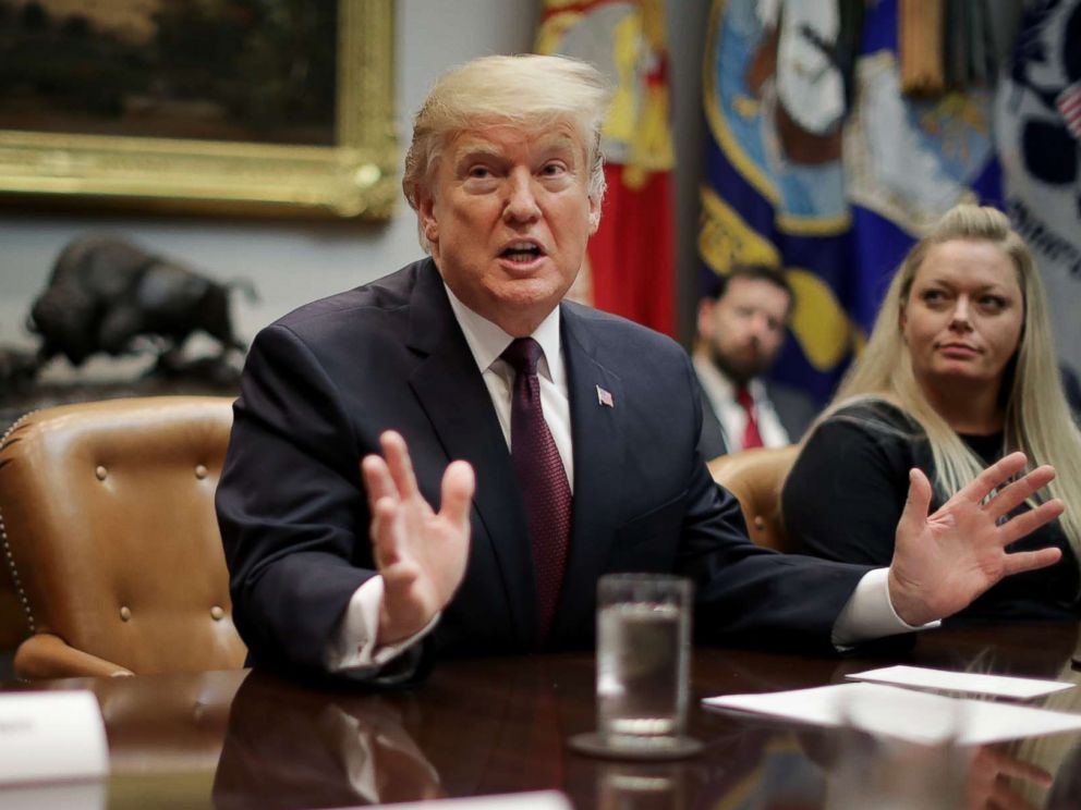 PHOTO: President Donald Trump delivers remarks to reporters while participating in a round table about pricing in healthcare in the Roosevelt Room at the White House, Jan. 23, 2019 in Washington.