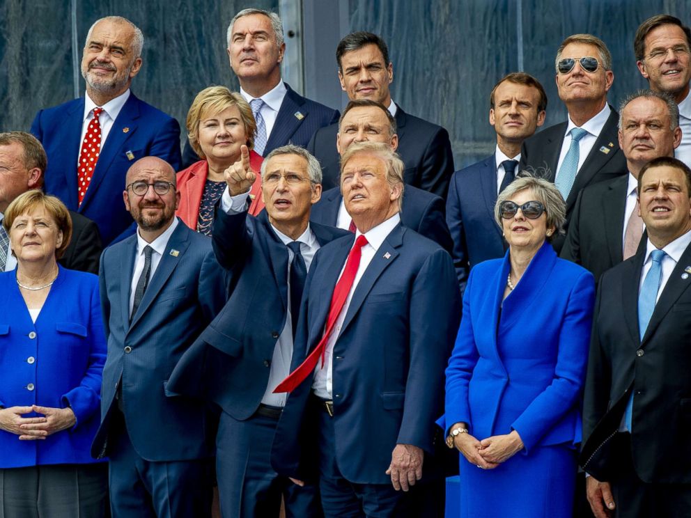 PHOTO: President Donald Trump and other leaders at NATO summit in Brussels, July 11, 2018.