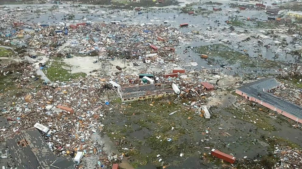 PHOTO: An aerial view of devastation after hurricane Dorian hit the Abaco Islands in the Bahamas, Sept. 3, 2019.