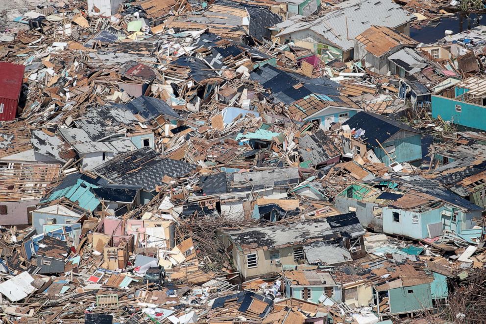 PHOTO: An aerial view of damage caused by Hurricane Dorian is seen on Great Abaco Island on Sept. 4, 2019 in Great Abaco, Bahamas.