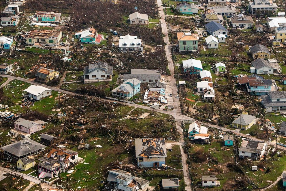 PHOTO: An aerial view of destroyed structures on the Abaco Islands in the Bahamas after Hurricane Dorian swept through the area, on Wednesday, Sept. 4, 2019.