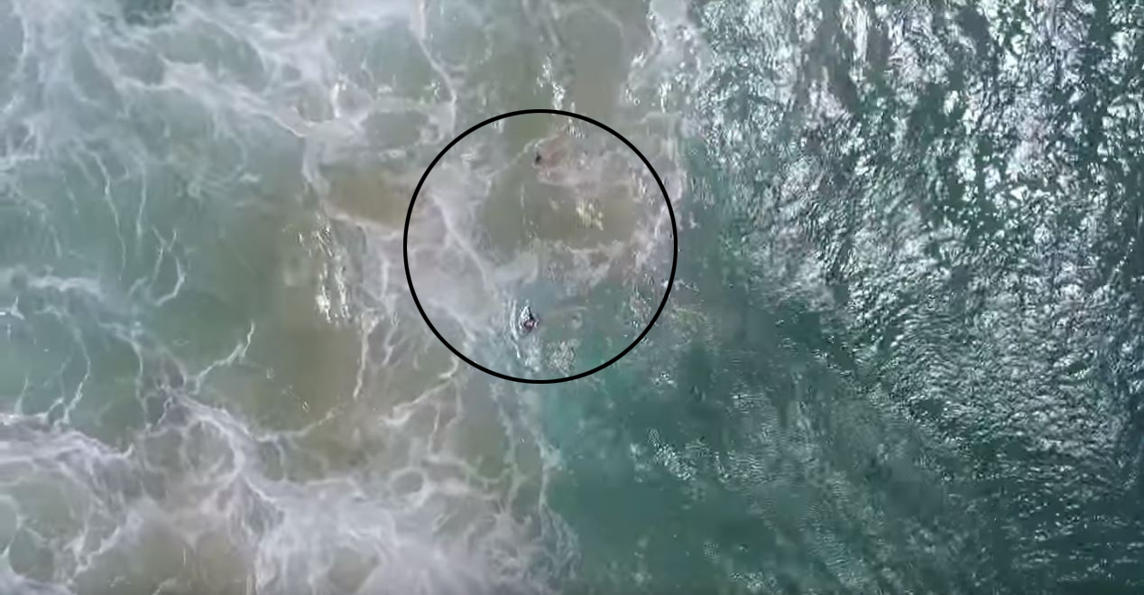PHOTO:A drone locates two swimmers at Lennox Beach, north of Ballina, Australia.