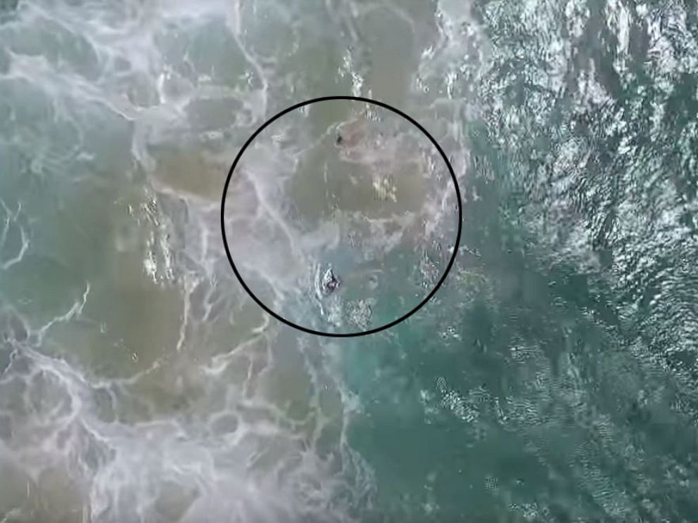 PHOTO:A drone locates two swimmers at Lennox Beach, north of Ballina, Australia.