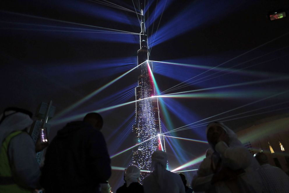 PHOTO: The Burj Khalifa lit up ready to usher in the New year during New Year's celebrations in Dubai, United Arab Emirates, Dec. 31, 2017. 