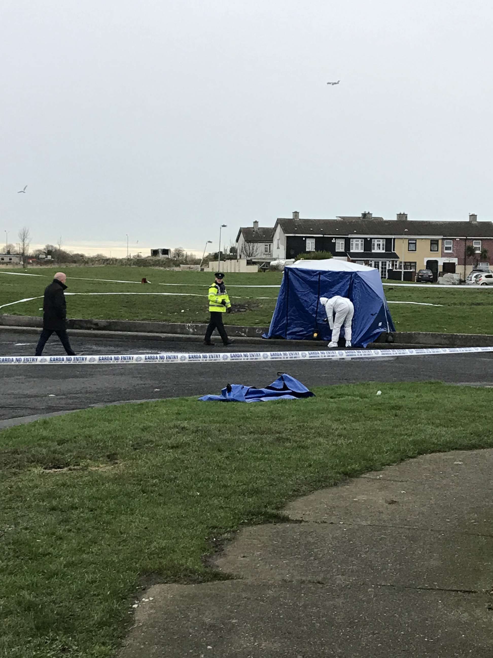 PHOTO: Gardai at a scene where human body parts where found in a bag, Jan. 14, 2020, in Dublin, Ireland.