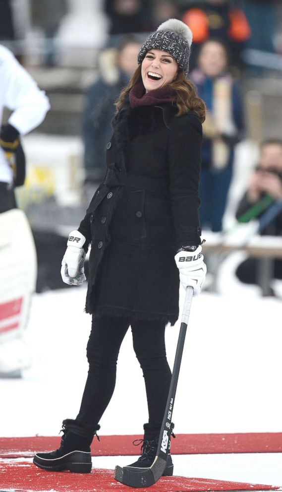 PHOTO: Catherine, Duchess of Cambridge, attends Bandy hockey event, Jan. 30, 2018, in Vasaparken, Stockholm.
