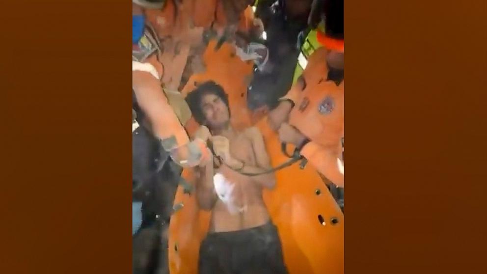 PHOTO: Aaron Levi Cantillo was rescued alive after being trapped for 106 hours and a 43-hour rescue operation following an earthquake in Venezuela. 