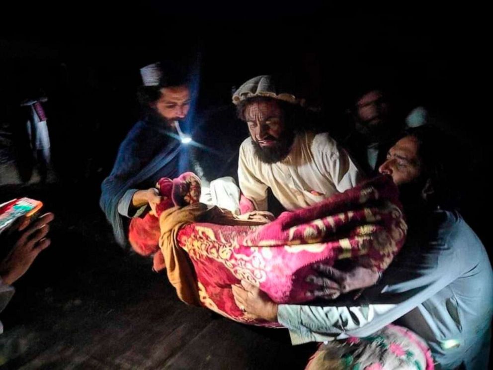 PHOTO: In this photo released by a set-run news agency Bakhtar, Afghans evacuate wounded in an earthquake in the province of Paktika, eastern Afghanistan,  June 22, 2022.