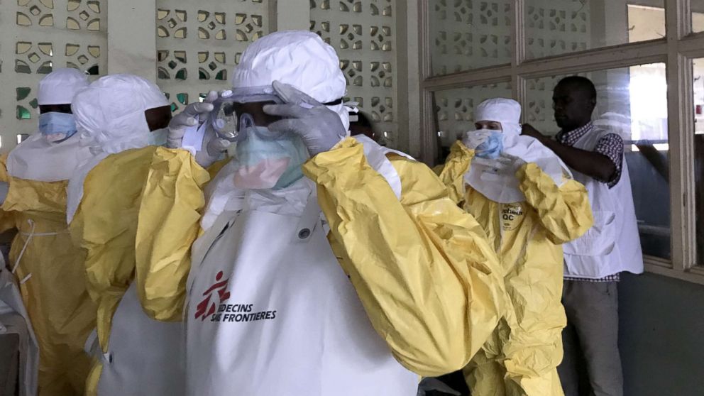Doctors Without Borders team treat patients in an isolation area at the Mbandaka hospital in Equateur, Democratic Republic of Congo, May 20, 2018.
