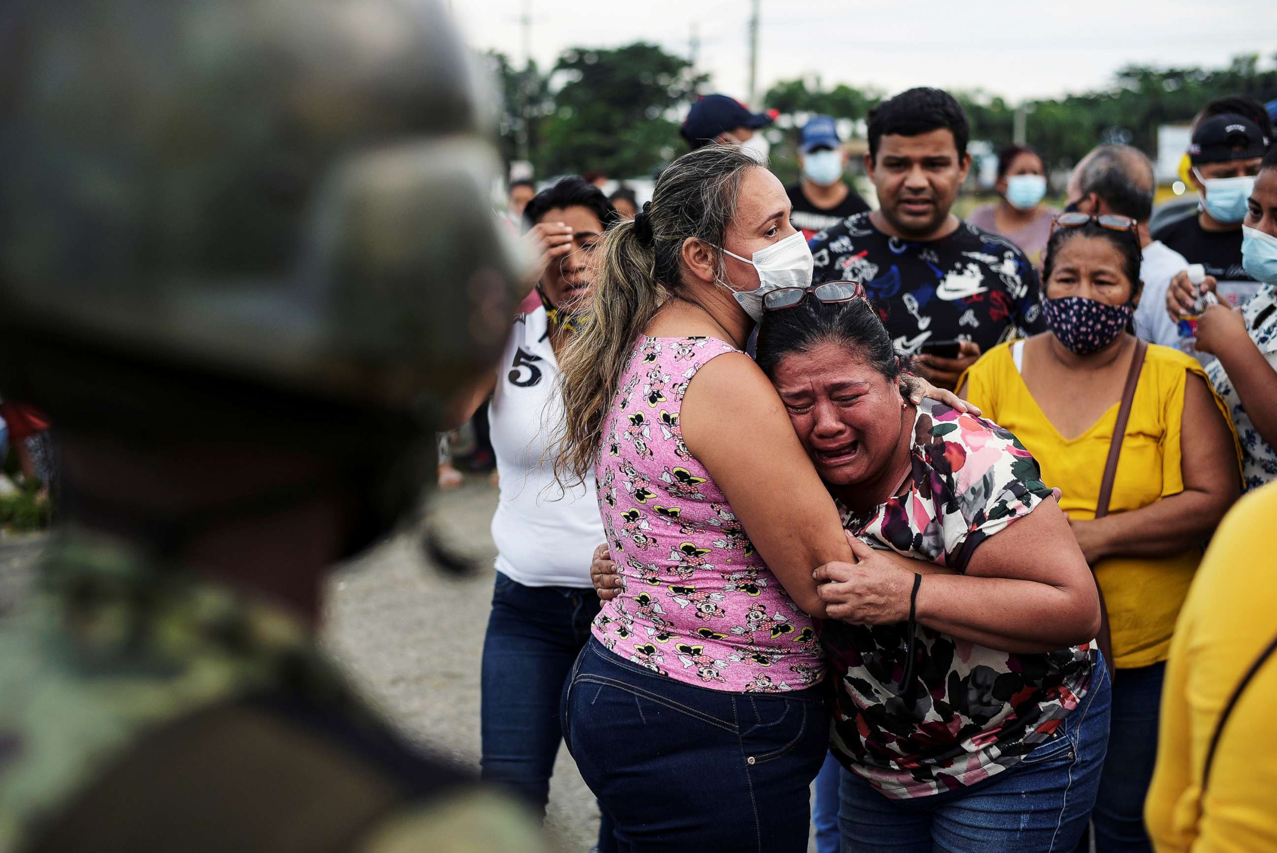 PHOTO: A woman reacts outside a prison where inmates were killed during a riot that the government described as a concerted action by criminal organizations, in Guayaquil, Ecuador, Feb. 23, 2021.