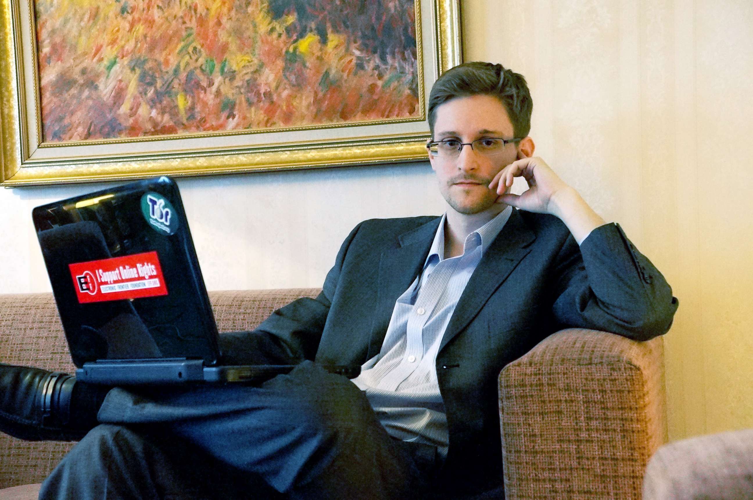 PHOTO:Former intelligence contractor Edward Snowden poses for a photo during an interview in an undisclosed location in Moscow, Dec. 2013.
