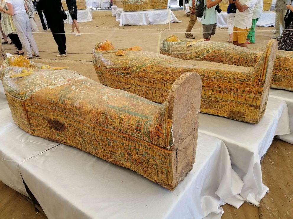 PHOTO: Egypt unveiled 30 ancient wooden coffins on Saturday that were discovered in the southern city of Luxor, in what the country's antiquities ministry described as one of the largest discoveries in years.