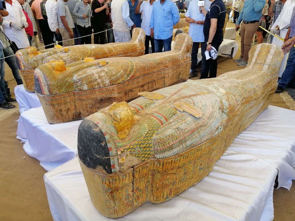 PHOTO: Egypt unveiled 30 ancient wooden coffins on Saturday that were discovered in the southern city of Luxor, in what the country's antiquities ministry described as one of the largest discoveries in years.