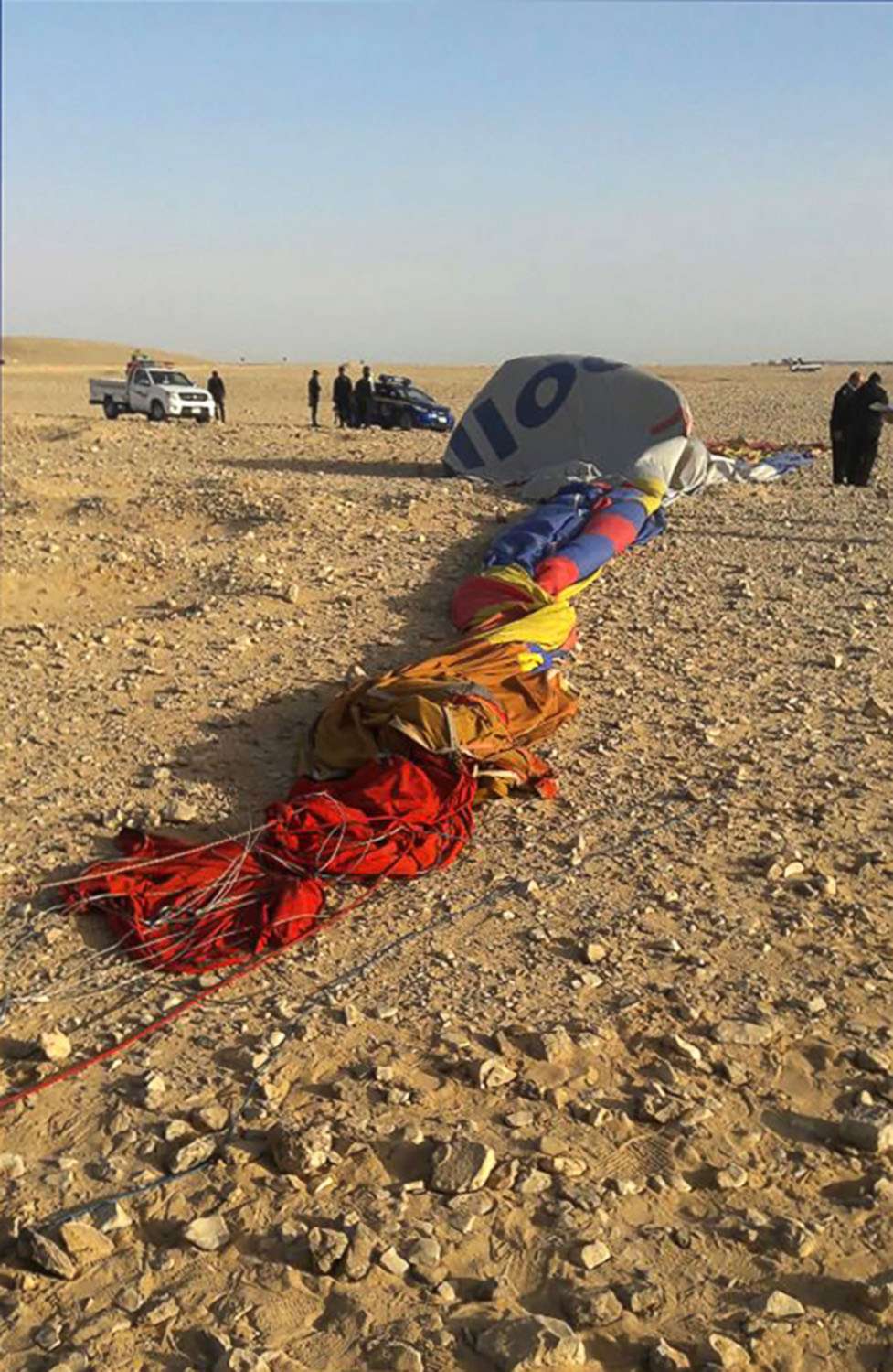 PHOTO: The remains of a hot air balloon near the ancient city of Luxor after a fatal crash on Jan. 5, 2018.