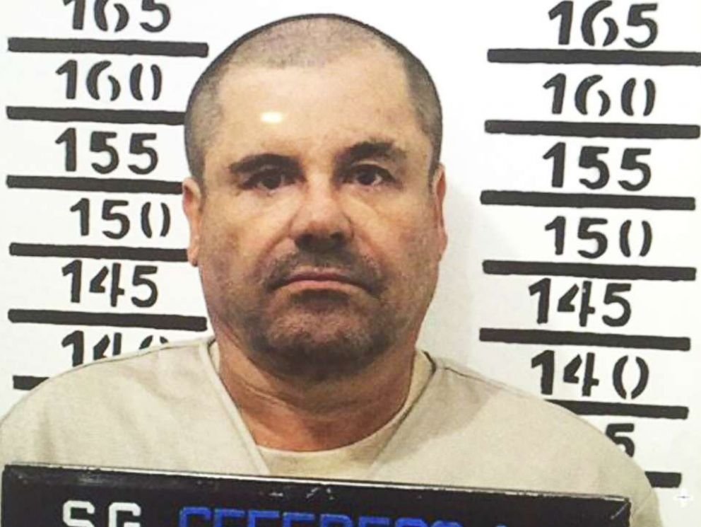 PHOTO: Mexicos most wanted drug lord, Joaquin El Chapo Guzman, stands for his prison mug shot at the Altiplano maximum security federal prison in Almoloya, Mexico, Jan. 8, 2016.