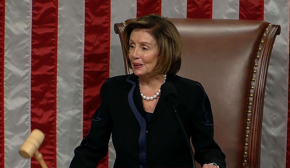 PHOTO: Speaker of the House, Nancy Pelosi gavels in the adoption of the Election Reform Bill is after debate on the floor of the House or Representatives in Washington, Sept. 21, 2022.