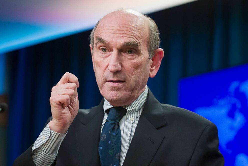 PHOTO: U.S. special envoy for Venezuela Elliott Abrams speaks during a media availability at the State Department in Washington, D.C., Feb. 7, 2019.