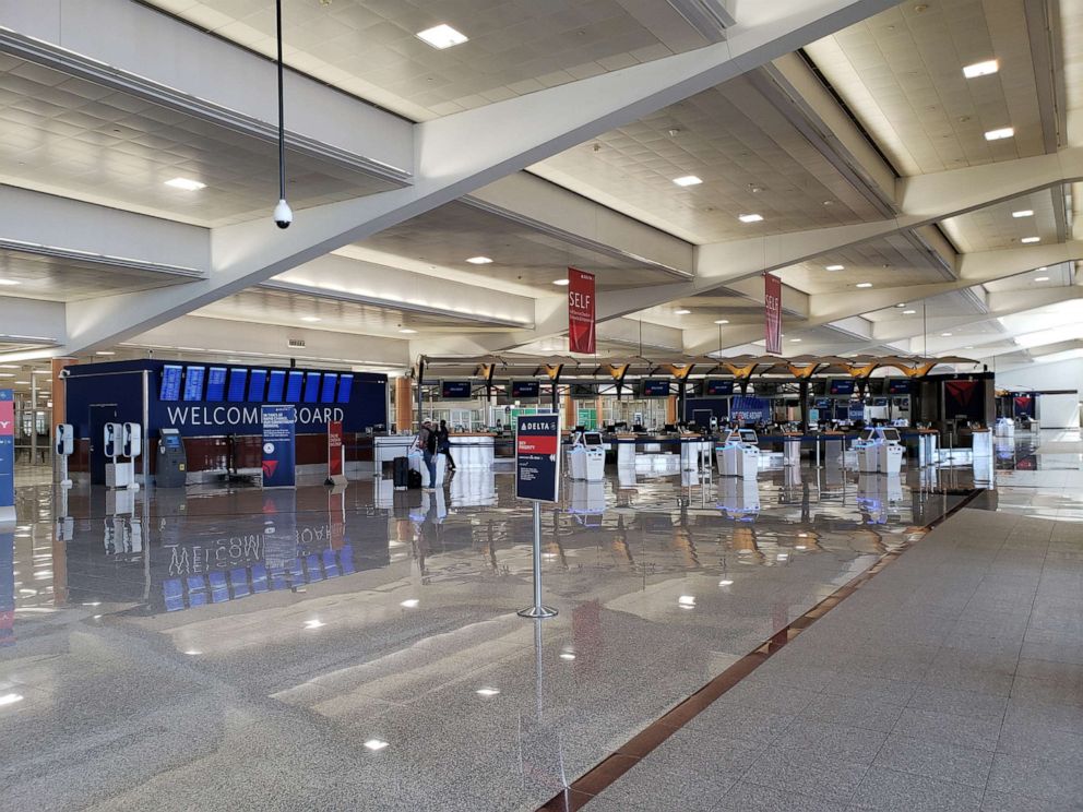 PHOTO: An empty terminal in Hartsfield-Jackson Atlanta International Airport is shown on April 20, 2020.
