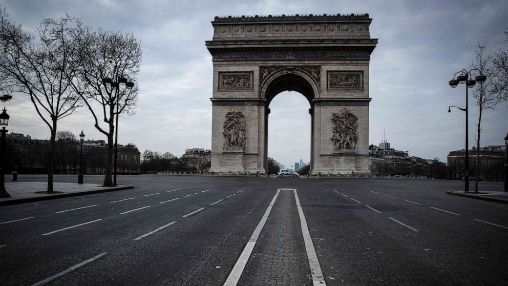 PHOTO: The Arc de Triomphe in Paris, as a strict lockdown came into in effect in France to stop the spread of COVID-19 caused by the novel coronavirus, March 17, 2020.