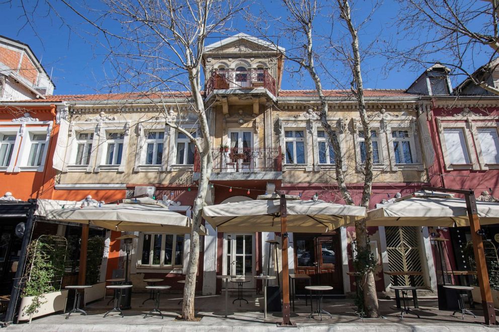 PHOTO: An empty terrace is seen in Podgorica, Montenegro, on March 16, 2020, after the government tightened up measures for coronavirus prevention and closed cafes.