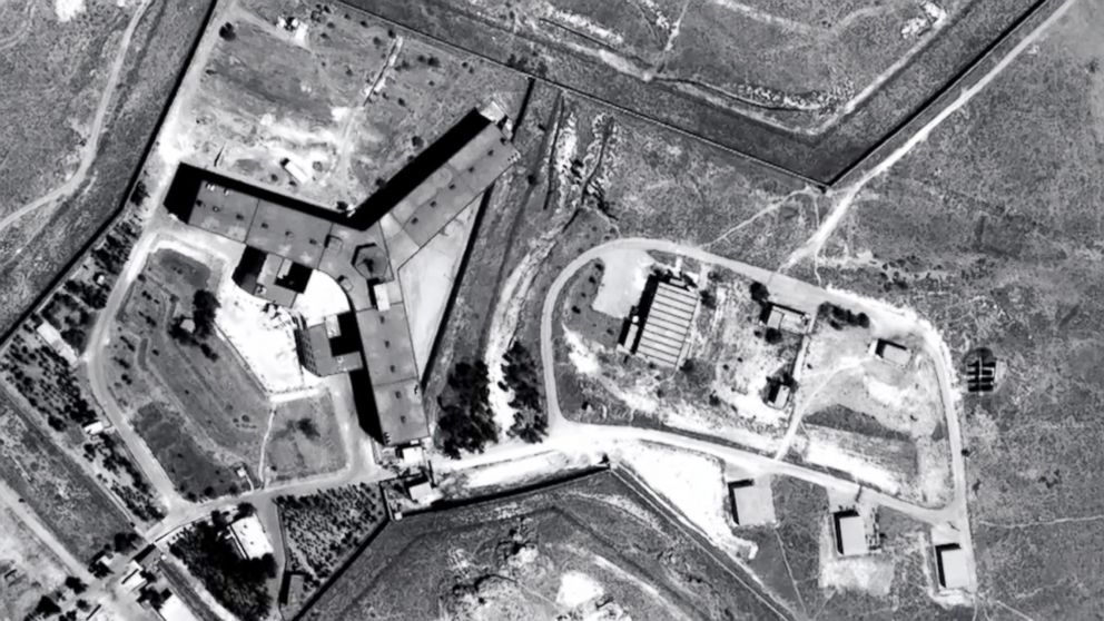 An undated handout photo made available by Amnesty International/Forensic Architecture shows Saydnaya prison in Syria. 