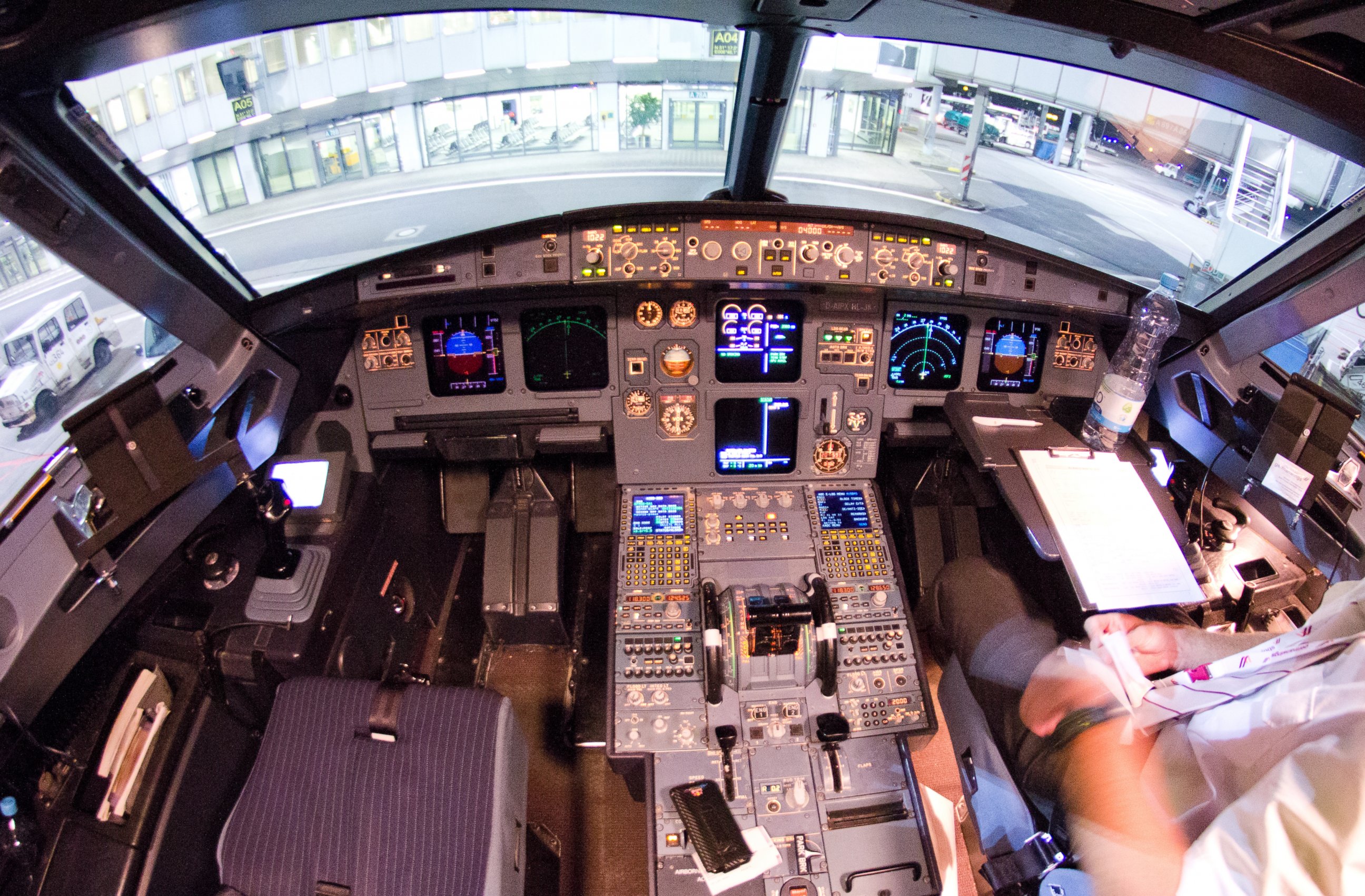PHOTO: This picture shows a view of the interior cockpit of a Germanwings A320 aircraft in Dusseldorf, Germany on March 22, 2015. 