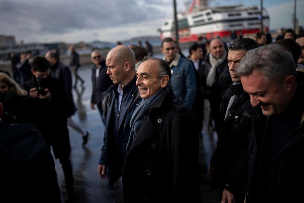 PHOTO: Hard-right political talk-show star Eric Zemmour leaves the Major Cathedral in Marseille, southern France, Nov. 27, 2021.