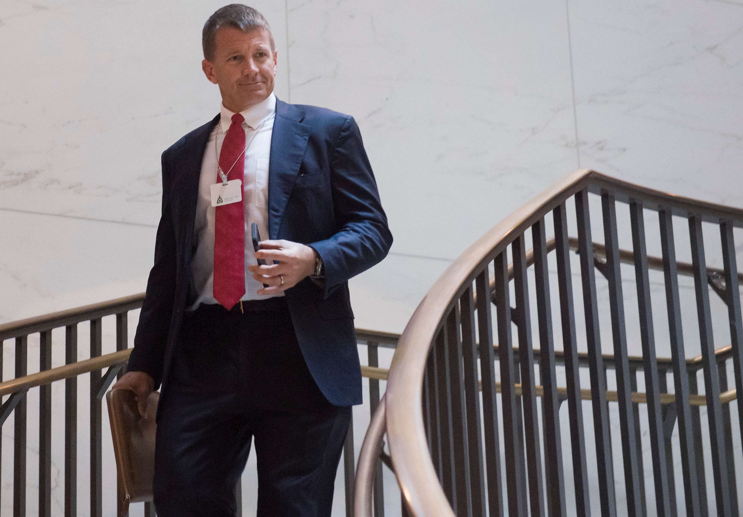 PHOTO:Erik Prince, founder of private military contractor Blackwater USA, arrives to testify during a closed-door House Select Intelligence Committee hearing on Capitol Hill in Washington, D.C., Nov. 30, 2017.