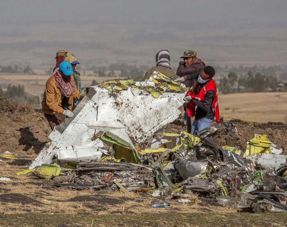 PHOTO: Rescuers work at the scene of an Ethiopian Airlines flight crash near Bishoftu, south of Addis Ababa, Ethiopia, March 11, 2019. 