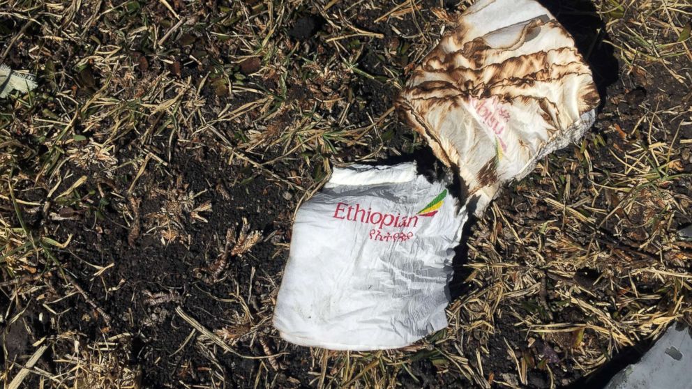 PHOTO: Cabin serviettes are seen at the scene of the Ethiopian Airlines Flight ET 302 plane crash, near the town of Bishoftu, southeast of Addis Ababa, Ethiopia, March 10, 2019. 