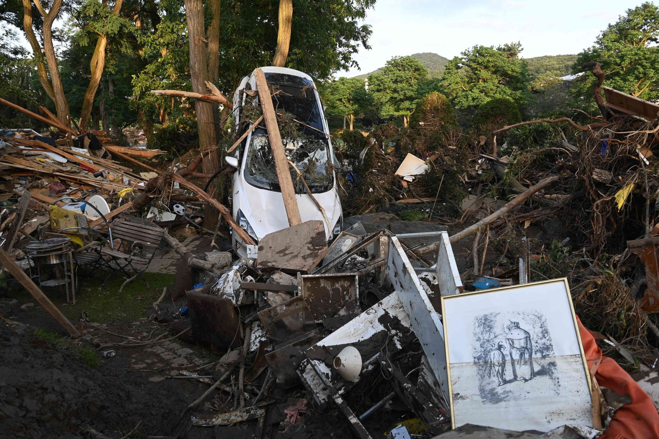 PHOTO: A destroyed family garden is seen in Bad Neuenahr-Ahrweiler, western Germany, July 17, 2021.