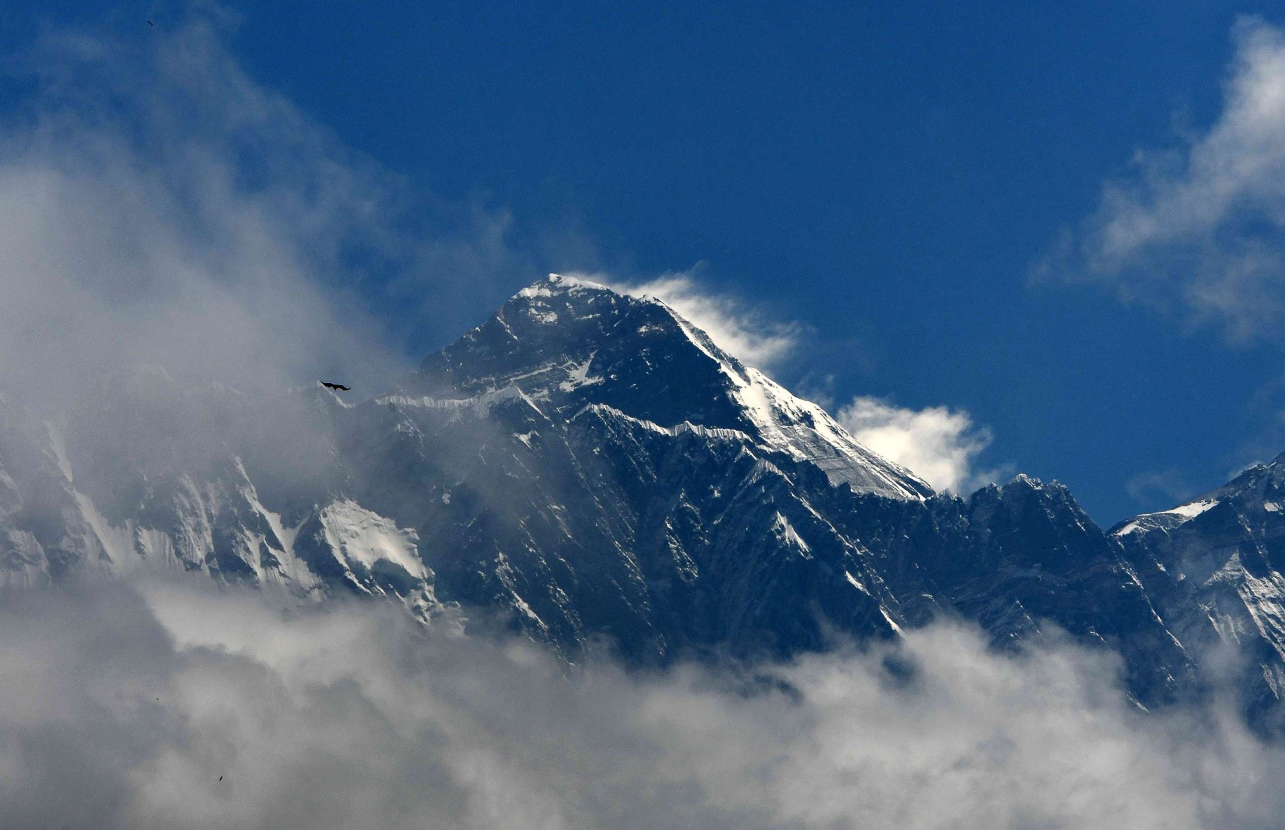 PHOTO: Mount Everest is seen in the Everest region, some 140 km northeast of Kathmandu, May 27, 2019. 