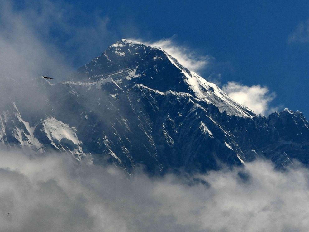 PHOTO: Mount Everest is seen in the Everest region, some 140 km northeast of Kathmandu, May 27, 2019.