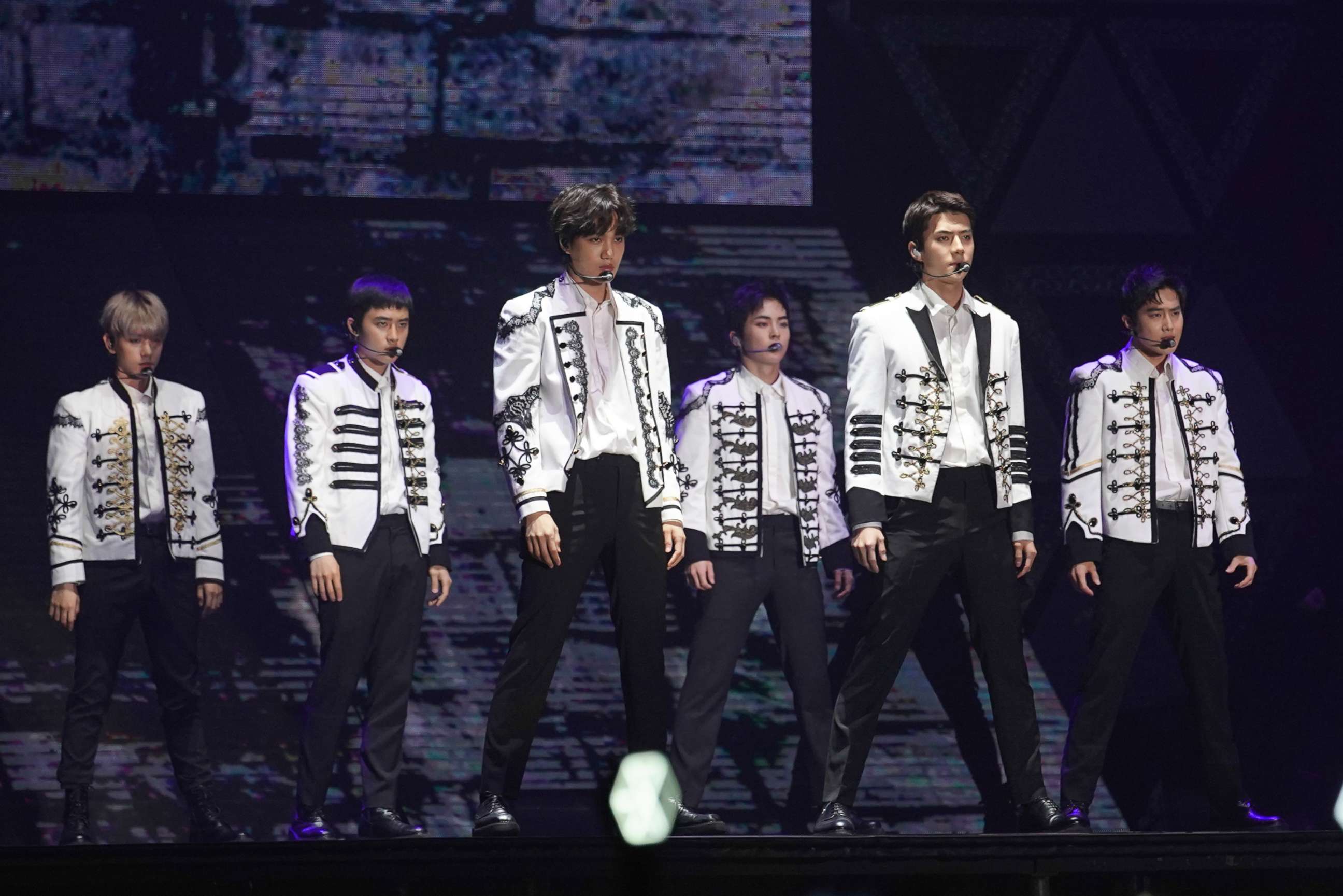 PHOTO: South Korean boy group Exo perform onstage during their 'The ElyXiOn' concert on June 2, 2018 in Hong Kong. 