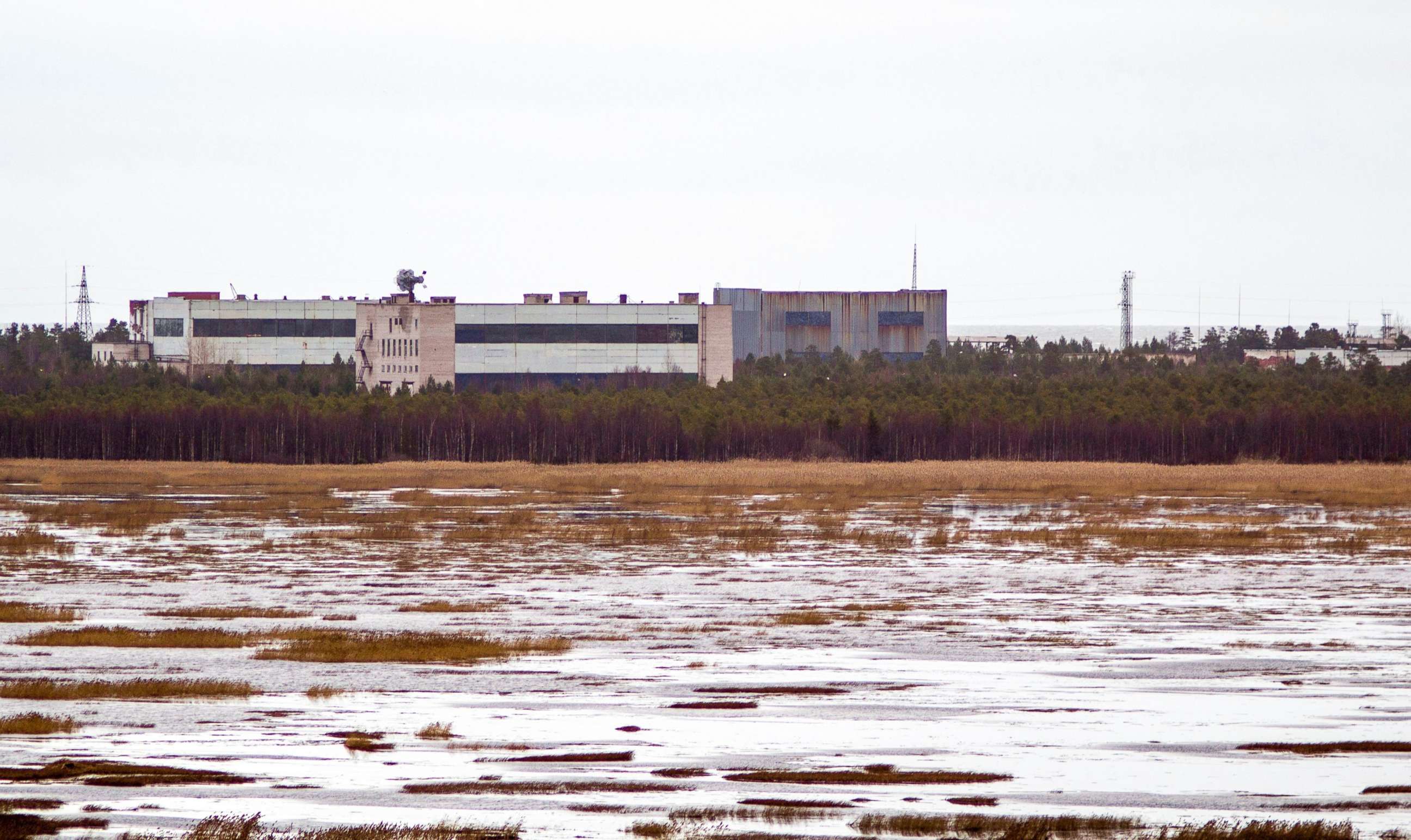 PHOTO: A picture taken on November 9, 2011 shows buildings at a military base in the small town of Nyonoska in Arkhangelsk region.