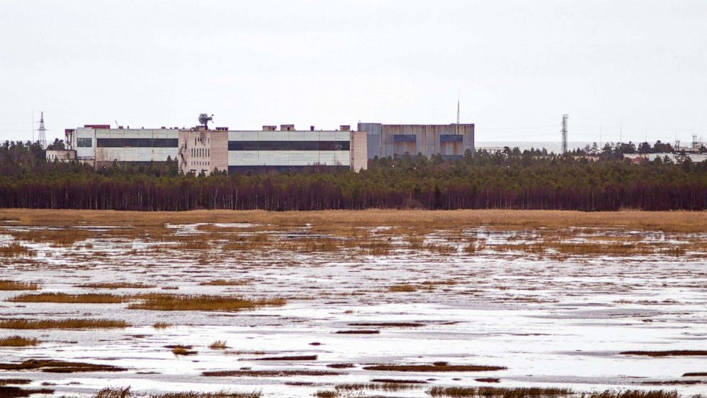 PHOTO: A picture taken on November 9, 2011 shows buildings at a military base in the small town of Nyonoska in Arkhangelsk region.
