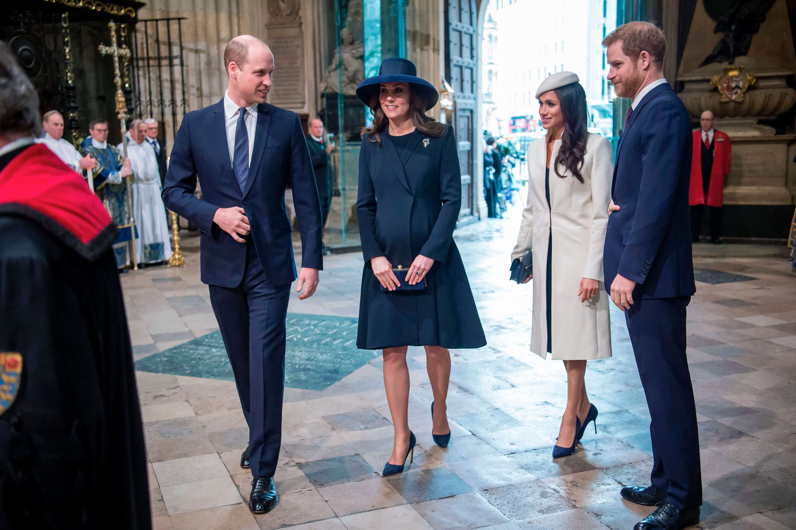 PHOTO: From left, Britain's Prince William, Catherine, Duchess of Cambridge, Meghan Markle and Britain's Prince Harry attend a Commonwealth Day Service at Westminster Abbey in central London, on March 12, 2018.