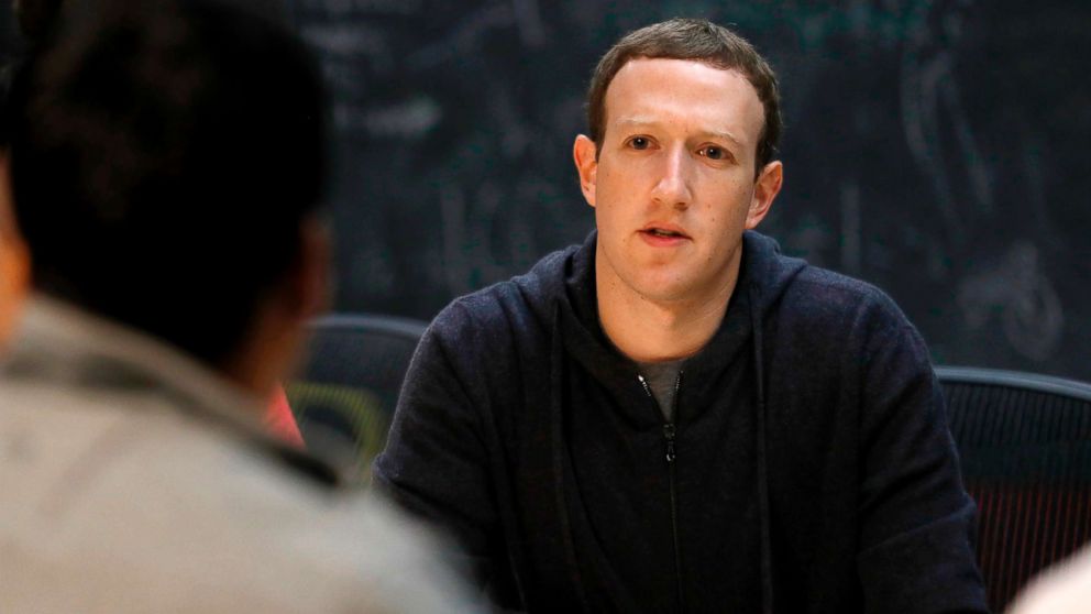 PHOTO: In this Nov. 9, 2017, file photo, Facebook CEO Mark Zuckerberg meets with a group of entrepreneurs and innovators during a round-table discussion in St. Louis.