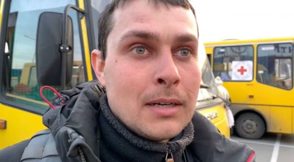 PHOTO: Igor speaks about fleeing his home in Mariupol, Ukraine, with ABC News in Zaporizhzhia, Ukraine.