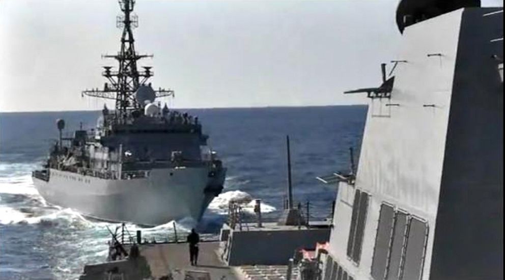 PHOTO: On Thursday, Jan. 9, 2019, while conducting routine operations in the North Arabian Sea, USS Farragut (DDG 99) was aggressively approached by a Russian Navy ship, according to the U.S Navy. 