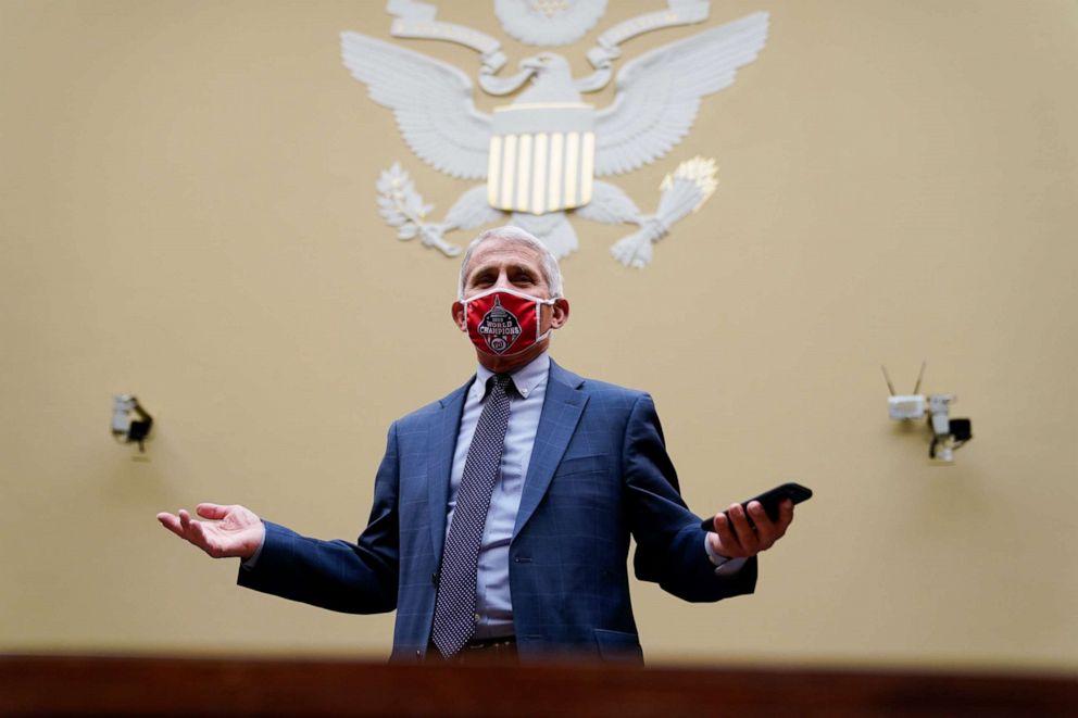 Dr. Anthony Fauci, director of the National Institute of Allergy and Infectious Diseases, arrives for a House Select Subcommittee on the Coronavirus Crisis hearing on a national plan to contain the COVID-19 pandemic on Capitol Hill, July 31, 2020.