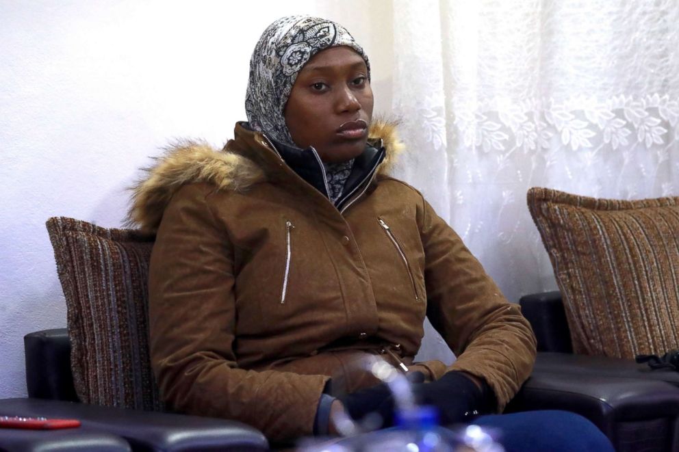 PHOTO: The mother of two Caribbean children who were handed over to her by Syria's Kurds, four years after their jihadist father brought them to the Islamic State group's "caliphate", according to a lawyer, is pictured in Qamishli, Syria, Jan. 21, 2019.