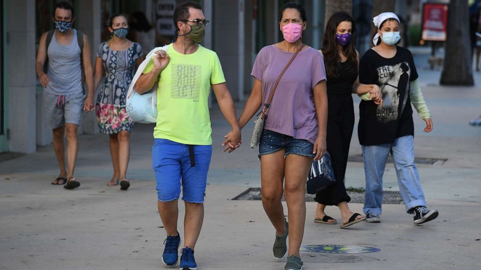 PHOTO: People are seen on Lincoln Road in Miami Beach, Fla., July 24, 2020.