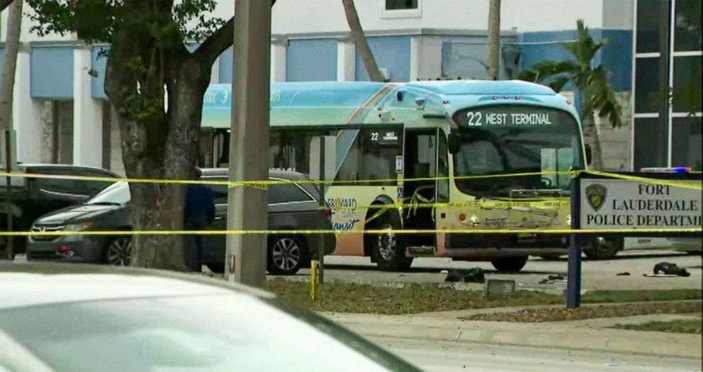 PHOTO: Police respond to the scene of a shooting aboard a transit bus in Fort Lauderdale, Fla., March 17, 2022.