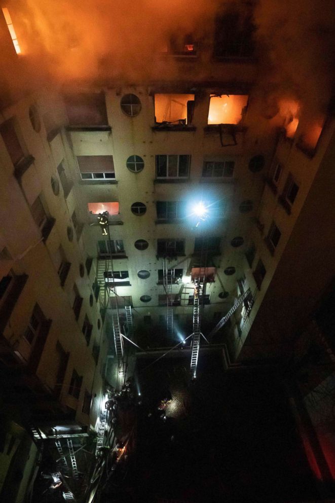 PHOTO: Firefighters work as a fire burns in Paris, Feb. 5, 2019. 