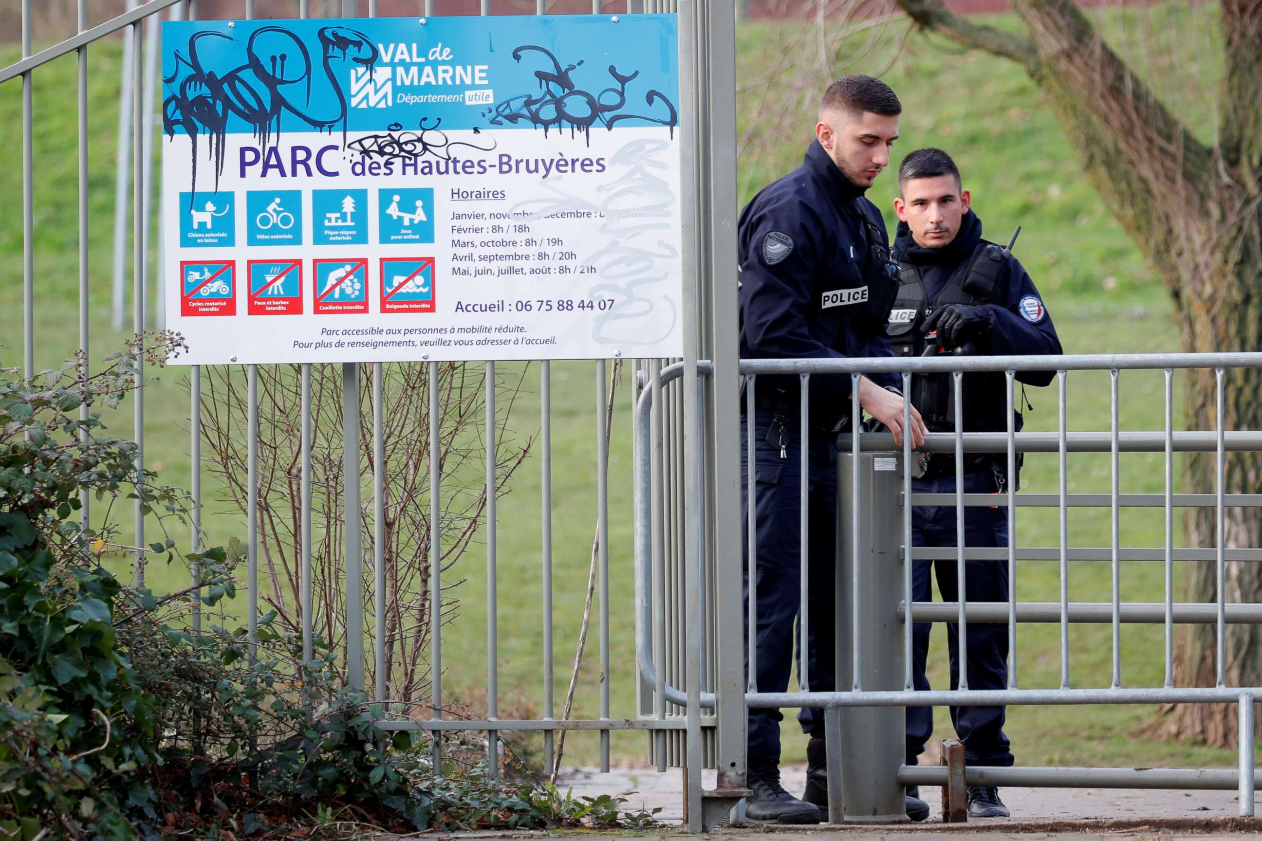 PHOTO: French police secure an area in Villejuif near Paris, France, Jan. 3, 2020, after police shot dead a man who stabbed several people in a public park.