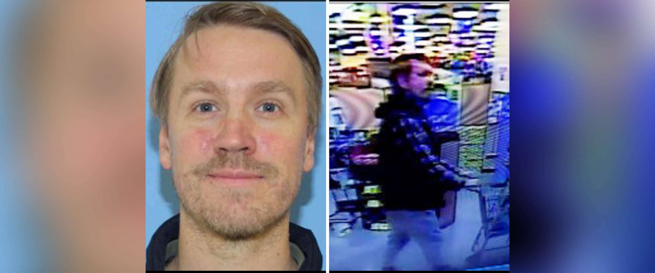 PHOTO: Aaron Christopher Kelly, a person being sought in connection with the shootings at the Fred Meyer grocery store in Richland, Wash. on Feb. 7, is seen in images released by the Richland Police Department on Feb. 8, 2022.