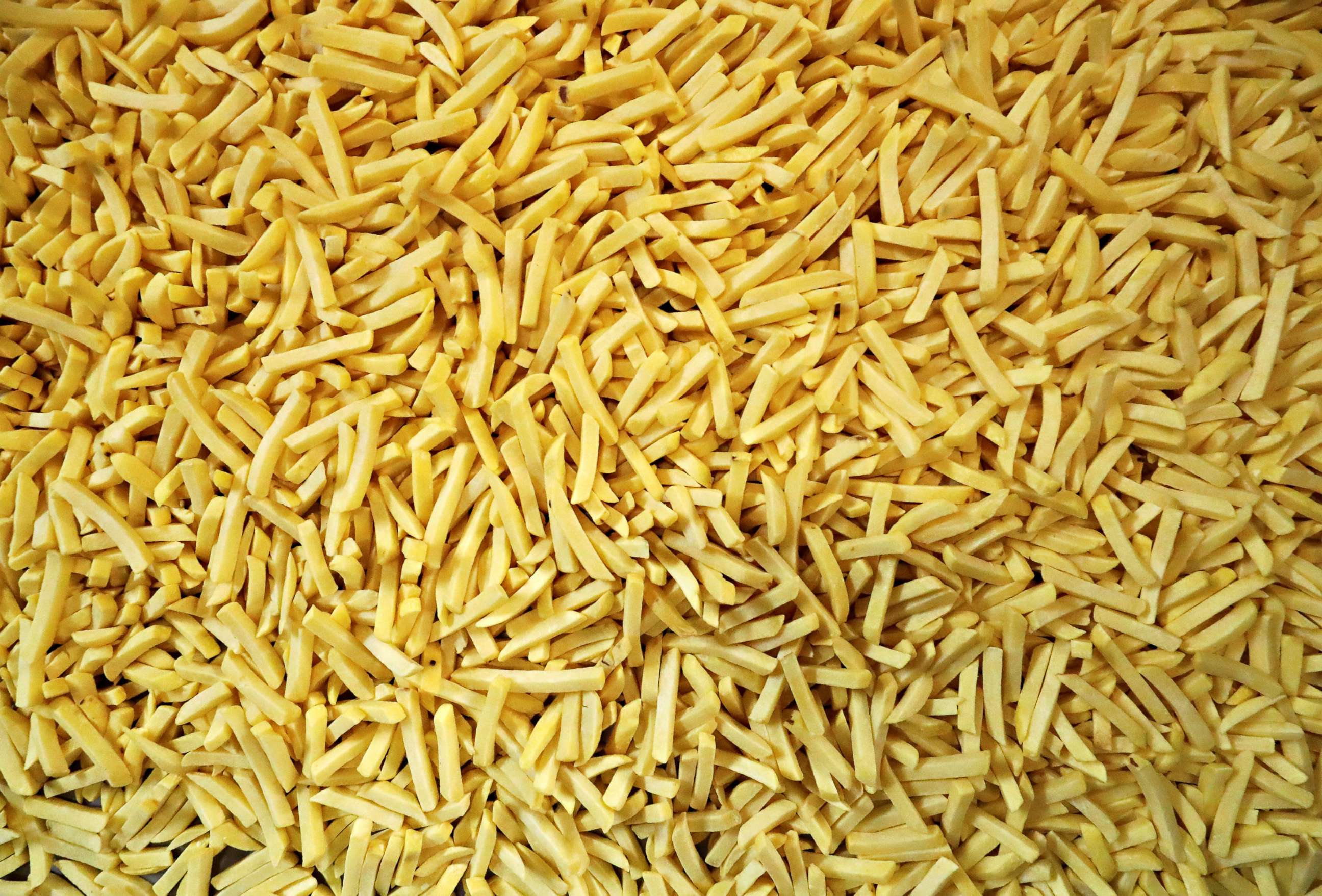 PHOTO: Fresh french fries are seen at Mydibel Group factory, a manufacturer of chilled, frozen and dehydrated potato products,  amid the coronavirus pandemic,in Moucron, Belgium, April 29, 2020.