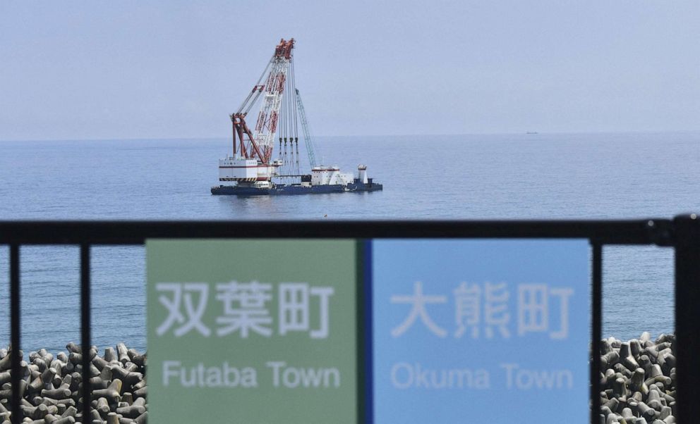 PHOTO:A crane ship is seen near the discharge outlet meant to release Advanced Liquid Processing System treated water into the sea off the tsunami-crippled Fukushima Daiichi nuclear power plant in Okuma town, Fukushima prefecture, Japan August 22, 2023.
